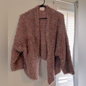 PINS AND NEEDLES | Fuzzy multi-color pink cardigan/shawl - Size Small